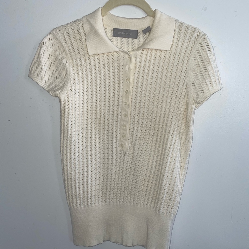 Cream Knit liz claiborne top small